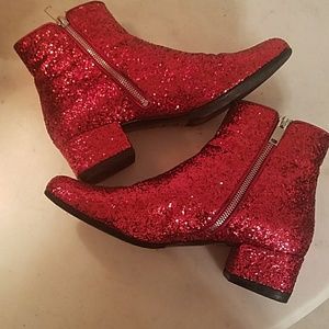 red sparkly ankle boots